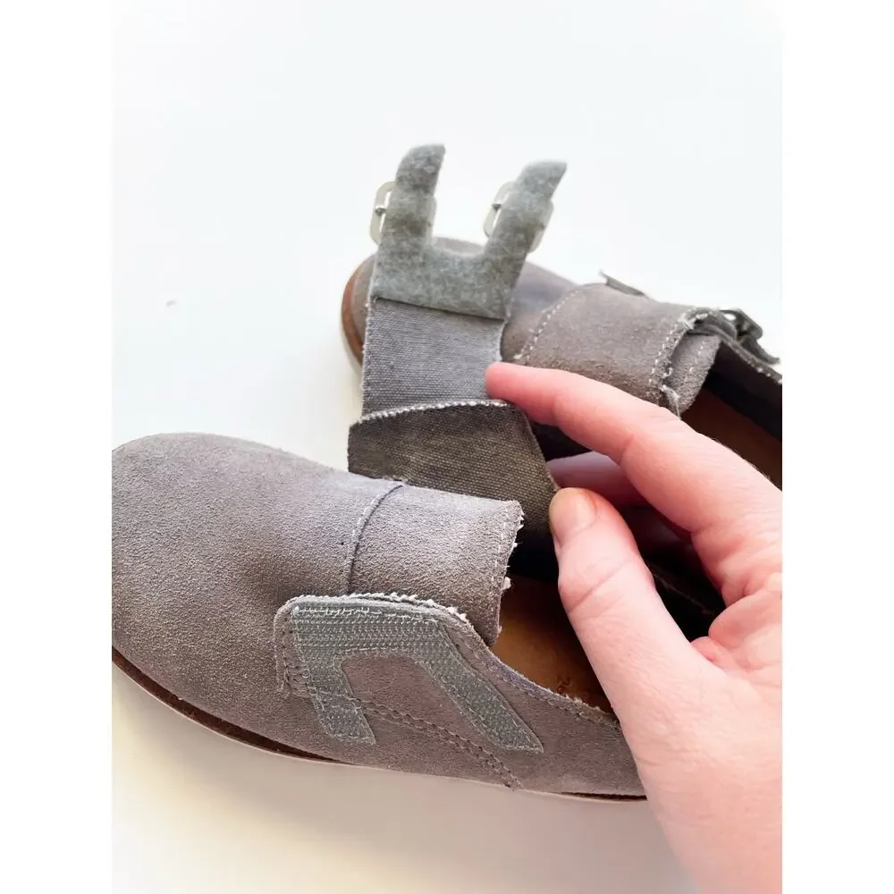 Zara Boy's Grey Suede Leather Monk Loafer Shoes Size 25 3/4 Years